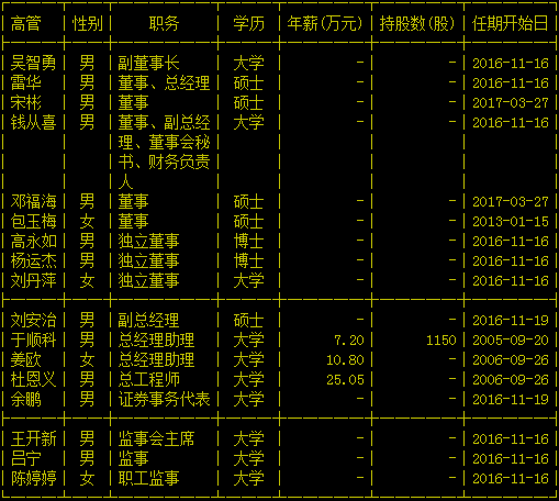 神雾节能股份有限公司高管列表