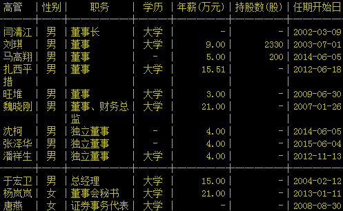 西藏发展高管简历