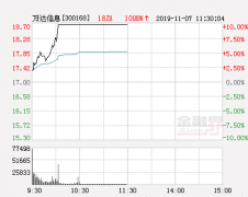 快讯：万达信息涨停 报于18.7元