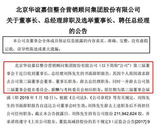 除此以外，今年3月11日，华谊嘉信公告，由于股份质押业务所欠债务逾期未能归还，控股股东刘伟持有的华谊嘉信的股份被司法冻结、轮候冻结。