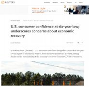 <b>美国经济带不动：消费者信心创6年新低</b>